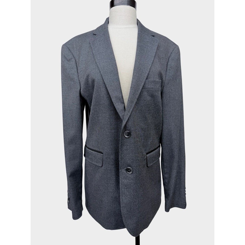 Joseph Abboud Blazer Mens Small Gray Black Elbow Patches Wool Blend Sport Coat